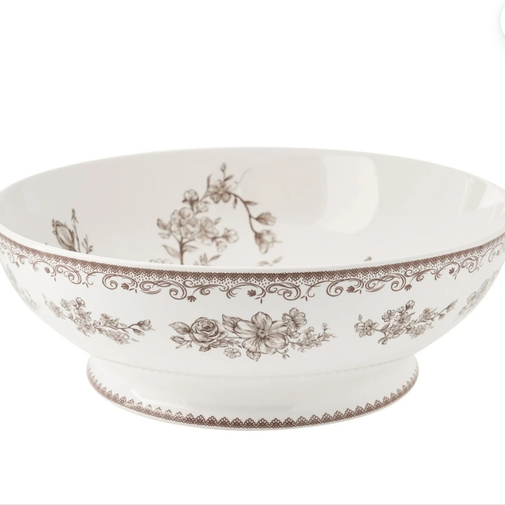 💕 2025  Pioneer Woman Agatha Brown Floral 11 Inch Serving Bowl